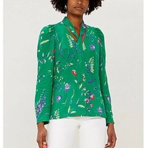 MAJE Cosina Floral-print Woven Shirt In Printed Green S